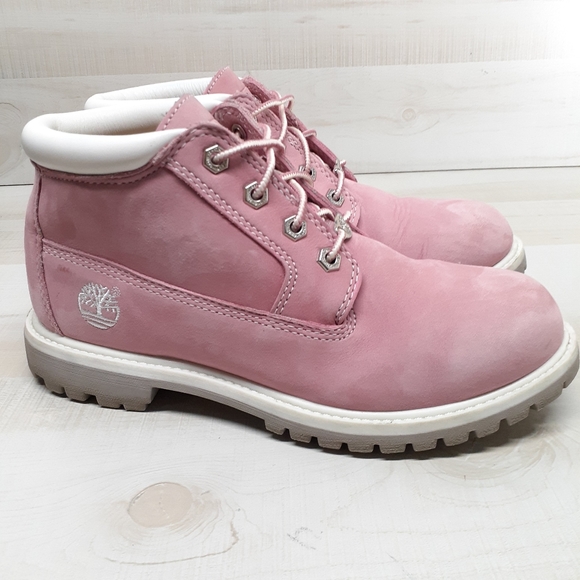 Timberland Shoes - Timberland Premium Pink Leather Boots Womens Size 8